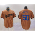 Boles Los Angeles Dodgers #50 Mookie Betts Olive  Cool Base Limited Stitched Jersey