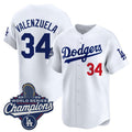 Boles Los Angeles Dodgers #34 Fernando Valenzuela White  2025 Champions Stitched Jersey