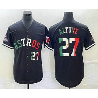 Boles Houston Astros #27 Jose Altuve Number Mexico Black  Cool Base Stitched Jersey