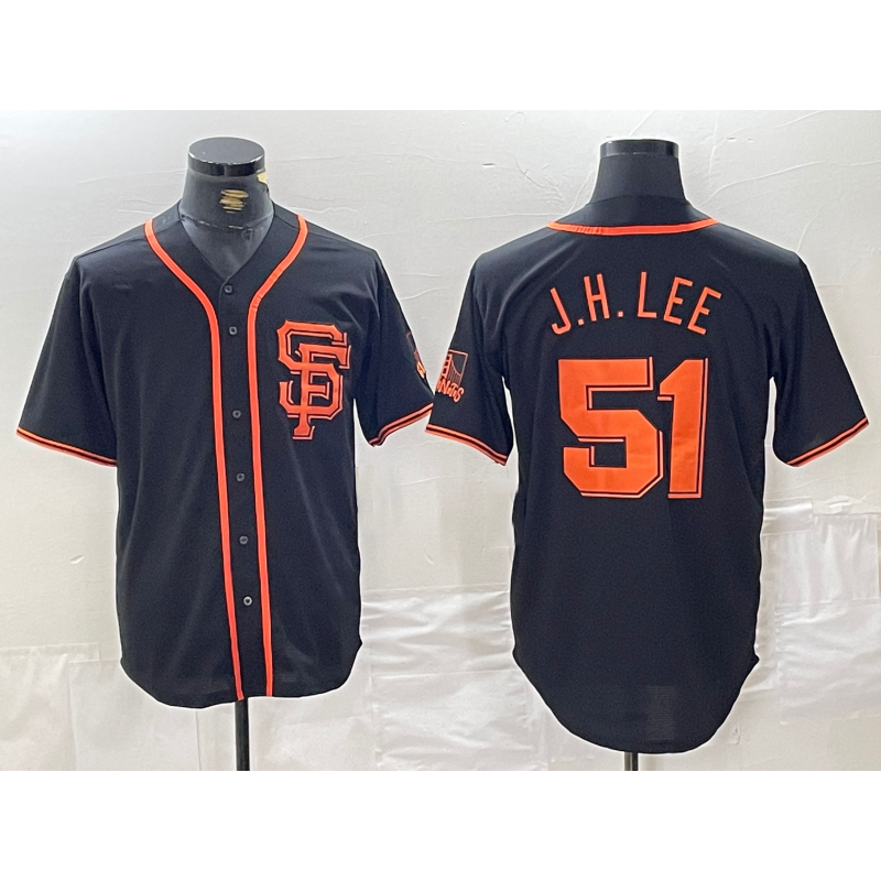 Boles  San Francisco Giants #51 Jung Hoo Lee Black  With SF Stitched Cool Base Jersey