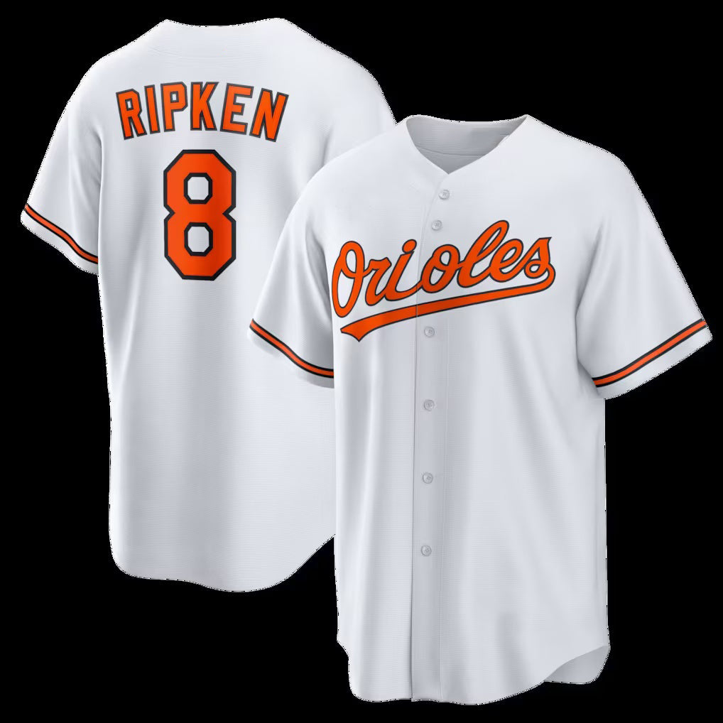 Boles Baltimore Orioles #8 Cal Ripken Jr. White  Home Retired Player Replica Jersey