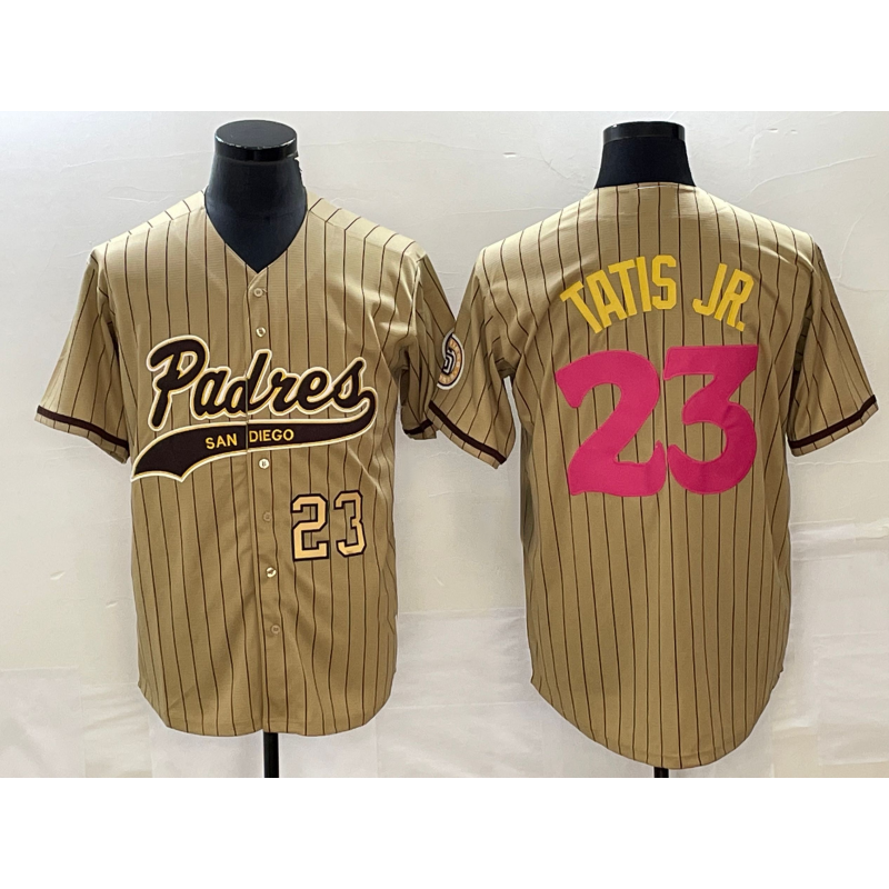Boles  San Diego Padres #23 Fernando Tatis Jr Number Tan  NEW 2023 City Connect Cool Base Stitched Jersey