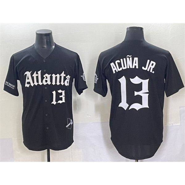 Boles Atlanta Braves #13 Ronald Acuna Jr. Black  Gothic South x Outkast Edition Vapor Limited Stitched Jersey