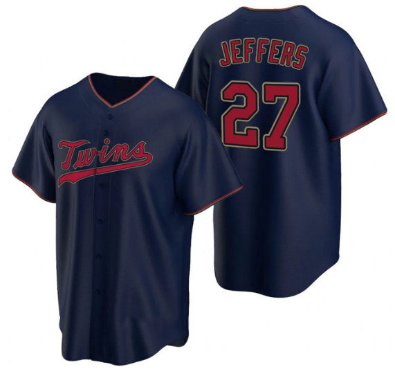 Boles  Minnesota Twins #27 Ryan Jeffers Navy  Cool Base Stitched Jersey