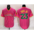 Boles  San Diego Padres #23 Fernando Tatis Jr. Pink  Cool Base Stitched Jersey 2