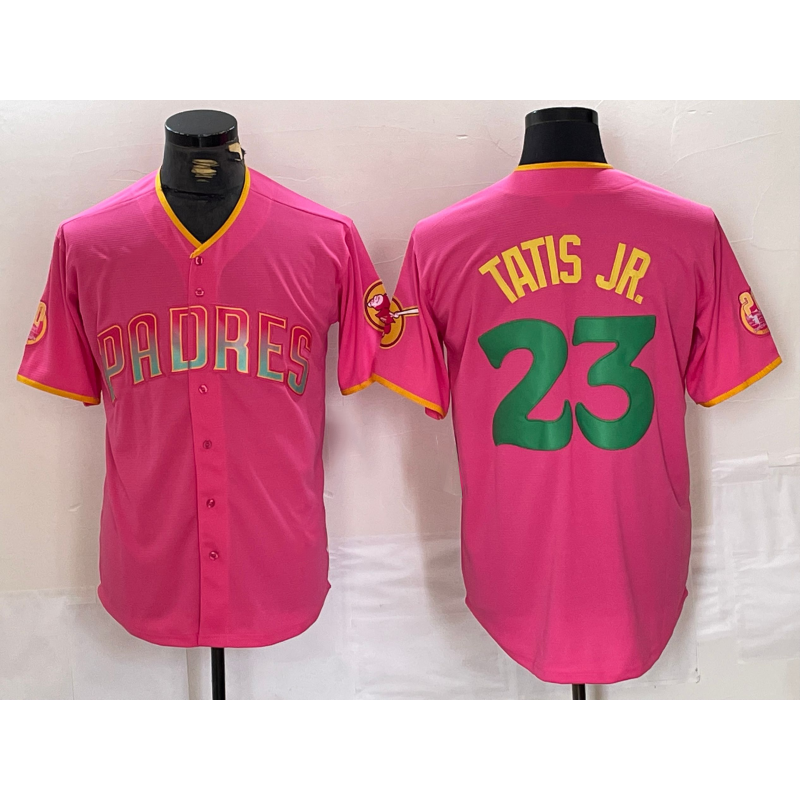 Boles  San Diego Padres #23 Fernando Tatis Jr. Pink  Cool Base Stitched Jersey 2