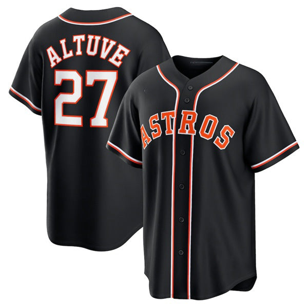 Boles Houston Astros #27 Jose Altuve 2026 Black  Out Stitched Jersey