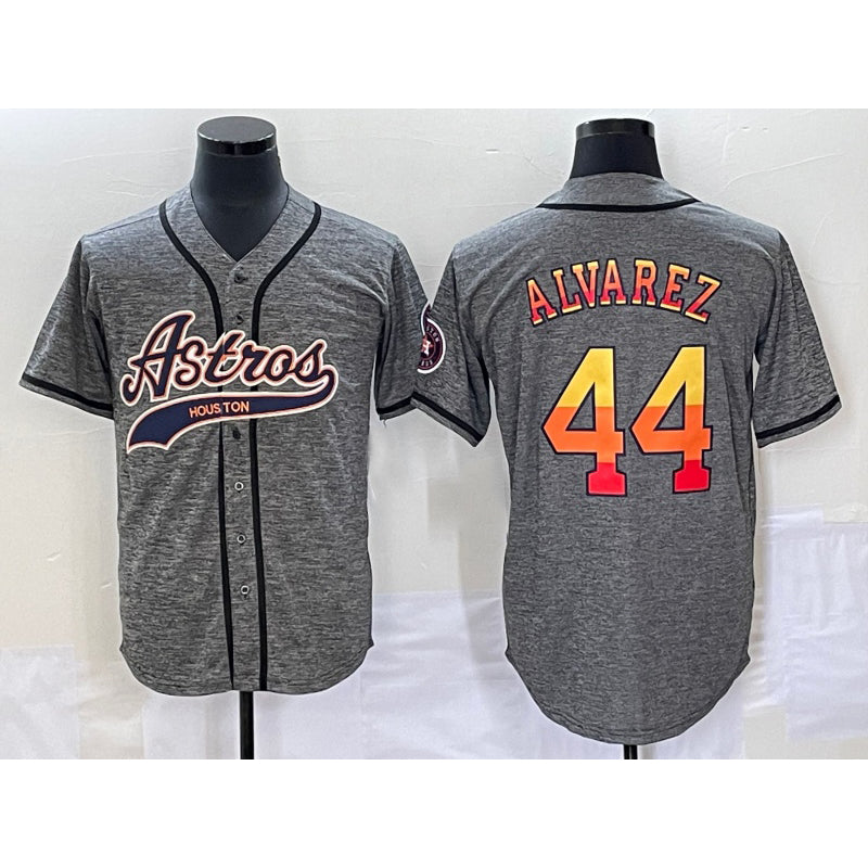 Boles Houston Astros #44 Yordan Alvarez Grey  Gridiron Cool Base Stitched Jersey
