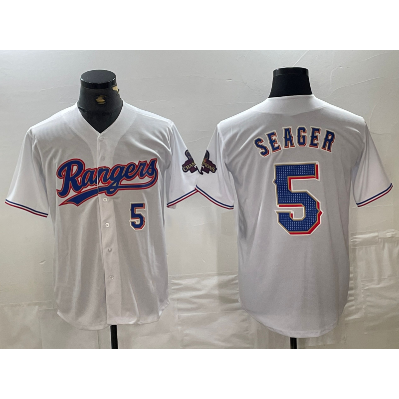 Boles Texas Rangers #5 Corey Seager Number White  2024 Gold Collection Limited Cool Base Jersey