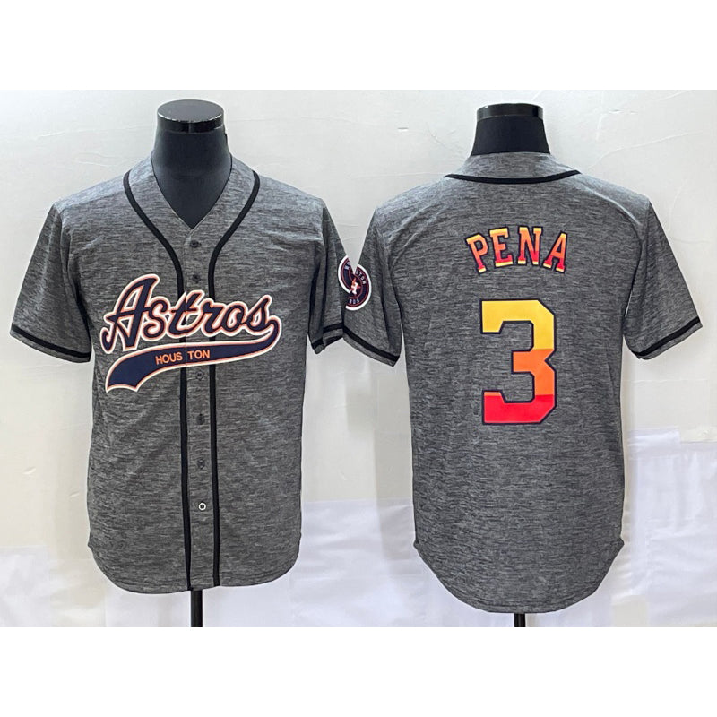 Boles Houston Astros #3 Jeremy Pena Grey  Gridiron Cool Base Stitched Jersey