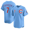 Boles  Chicago Cubs #7 Dansby Swanson Baby Blue  2nd Alternate Limited Player Jersey