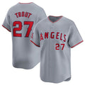 Boles Los Angeles Angels #27 Mike Trout Gray  Away Limited Stitched Jersey