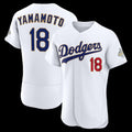 Boles Los Angeles Dodgers #18 Yoshinobu Yamamoto White  2026 Gold Collection Authentic Jersey
