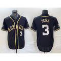 Boles Houston Astros #3 Jeremy Pena Black Gold  Player Number Cool Base Jersey