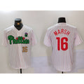 Boles  Philadelphia Phillies #16 Brandon Marsh White Green  Cool Base Stitched Jerseys