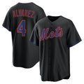 Boles  New York Mets #4 Francisco Alvarez Black  Alternate Replica Jersey