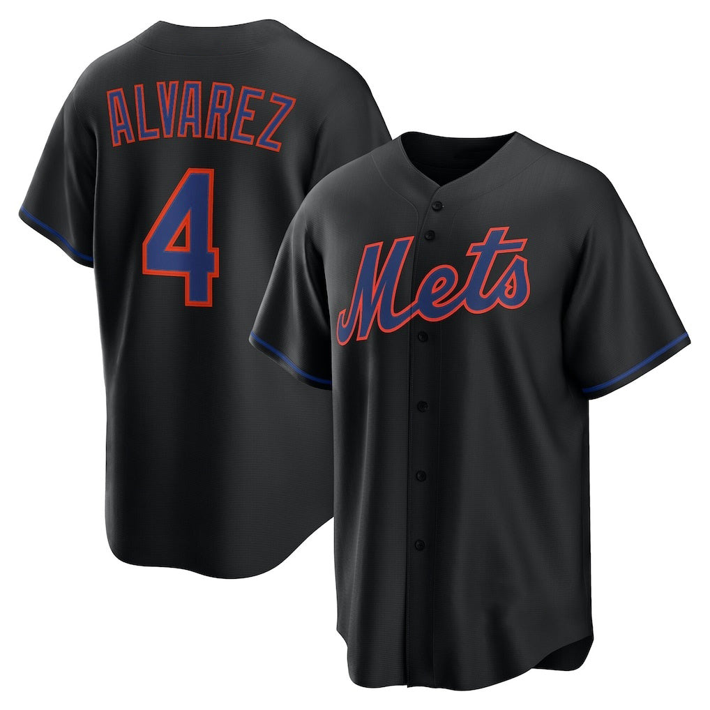 Boles  New York Mets #4 Francisco Alvarez Black  Alternate Replica Jersey