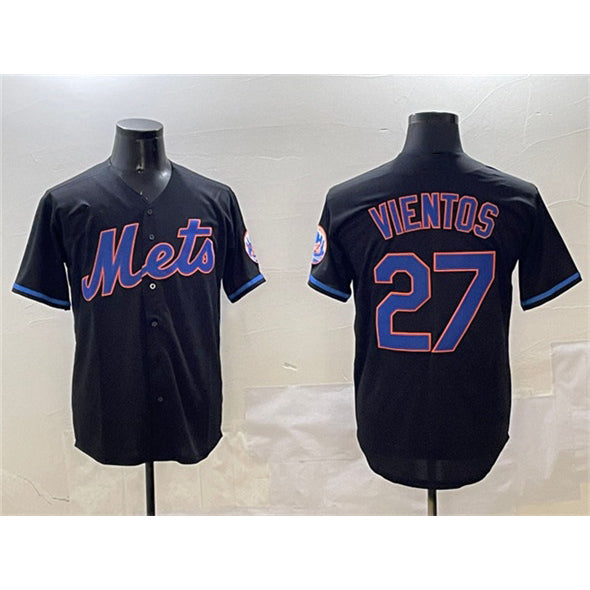 Boles  New York Mets #27 Mark Vientos Black  Cool Base Stitched Jersey