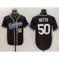 Boles Los Angeles Dodgers #50 Mookie Betts Number Black  White Cool Base Stitched Jerseys