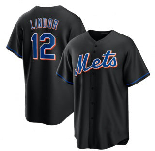 Boles  New York Mets #12 Francisco Lindor Black  2022 Cool Base Stitched Jersey