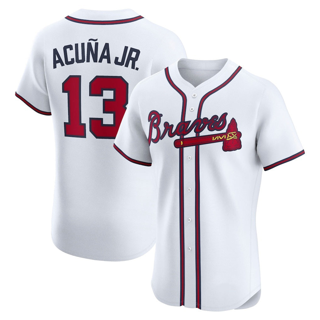 Boles Atlanta Braves #13 Ronald Acu?a Jr. White  Home Elite Player Jersey