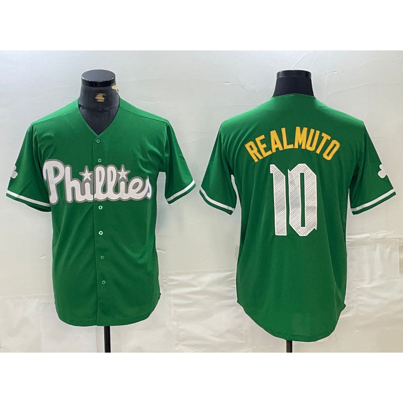 Boles  Philadelphia Phillies #10 JT Realmuto Kelly Green  Cool Base Jersey