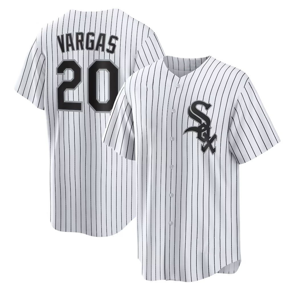 Boles  Chicago White Sox #20 Miguel Vargas White  Home Replica Jersey