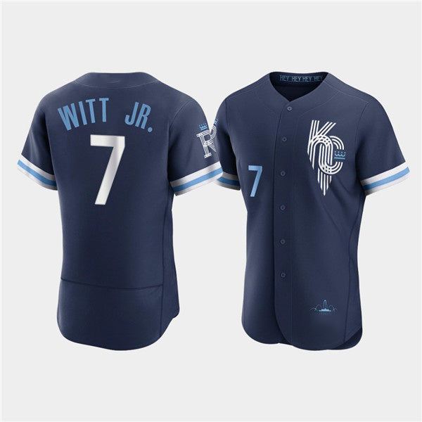Boles  Kansas City Royals #7 Bobby Witt Jr. 2022 Navy  City Connect Flex Base Stitched Jersey