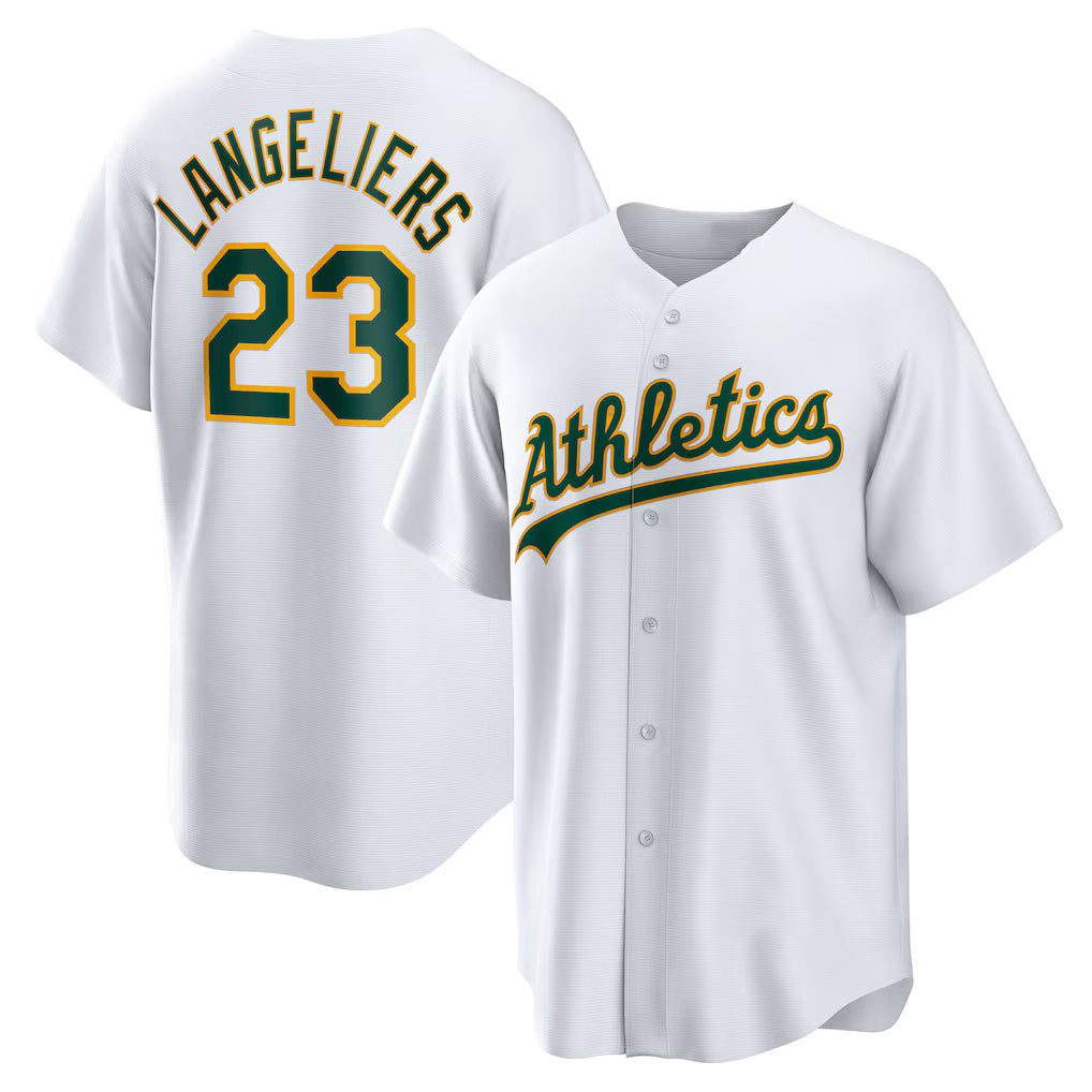 Boles  Oakland Athletics  #23 Shea Langeliers White  Home Replica Jersey