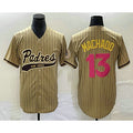Boles  San Diego Padres #13 Manny Machado Tan  Pinstripe 2023 City Connect Cool Base Stitched Jersey 2