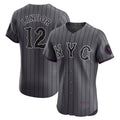 Boles  New York Mets #12 Francisco Lindor Gray  City Connect Elite Jersey
