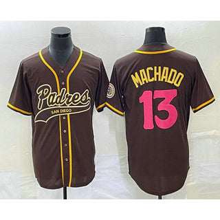 Boles  San Diego Padres #13 Manny Machado Brown  NEW 2023 City Connect Cool Base Stitched Jersey 2