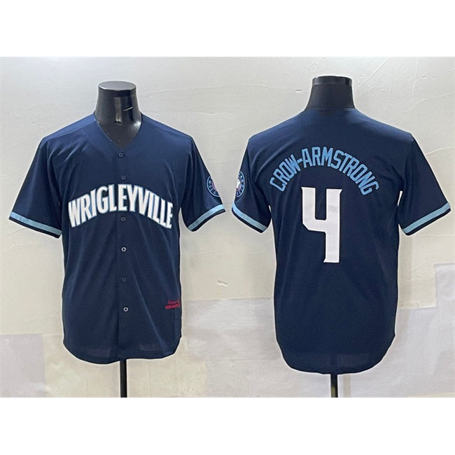 Boles  Chicago Cubs #4 Pete Crow-Armstrong Navy  City Connect Stitched Jersey