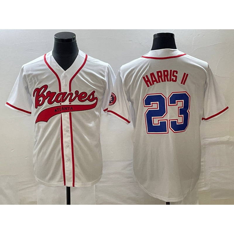 Boles Atlanta Braves #23 Michael Harris II White  Cool Base With Patch Stitched Jersey 2
