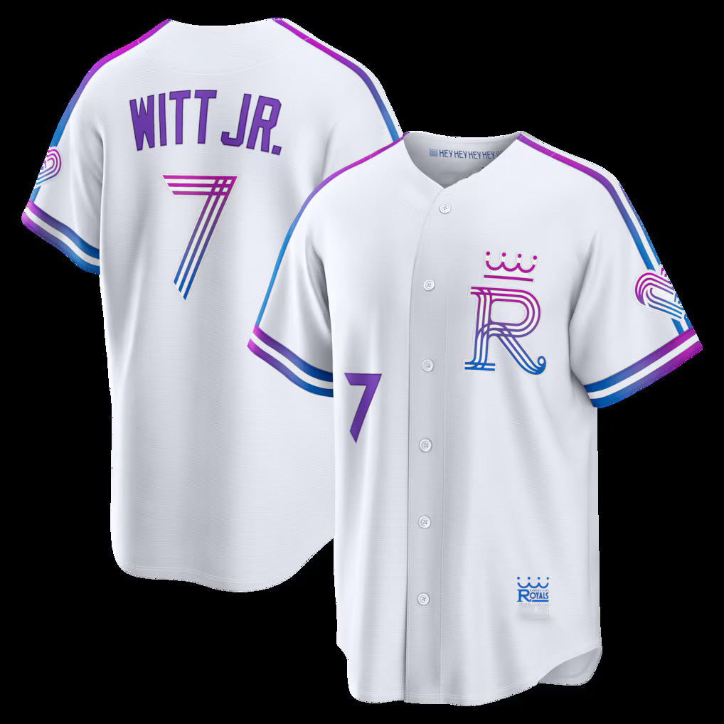Boles  Kansas City Royals #7 Bobby Witt Jr. White  2026 City Connect Stadium Jersey