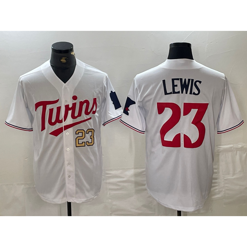 Boles  Minnesota Twins #23 Royce Lewis Number White  Stitched Cool Base Jerseys