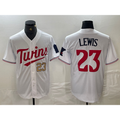 Boles  Minnesota Twins #23 Royce Lewis Number White  Stitched Cool Base Jerseys