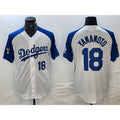 Boles Los Angeles Dodgers #18 Yoshinobu Yamamoto Number White Blue  Fashion Stitched Cool Base Limited Jersey 2