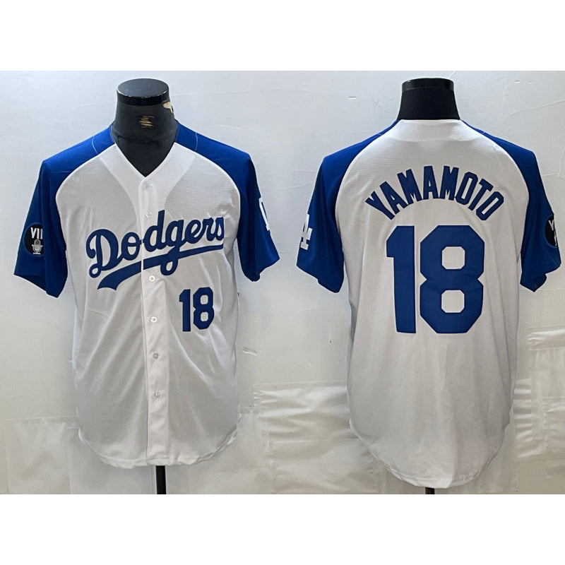 Boles Los Angeles Dodgers #18 Yoshinobu Yamamoto Number White Blue  Fashion Stitched Cool Base Limited Jersey 2