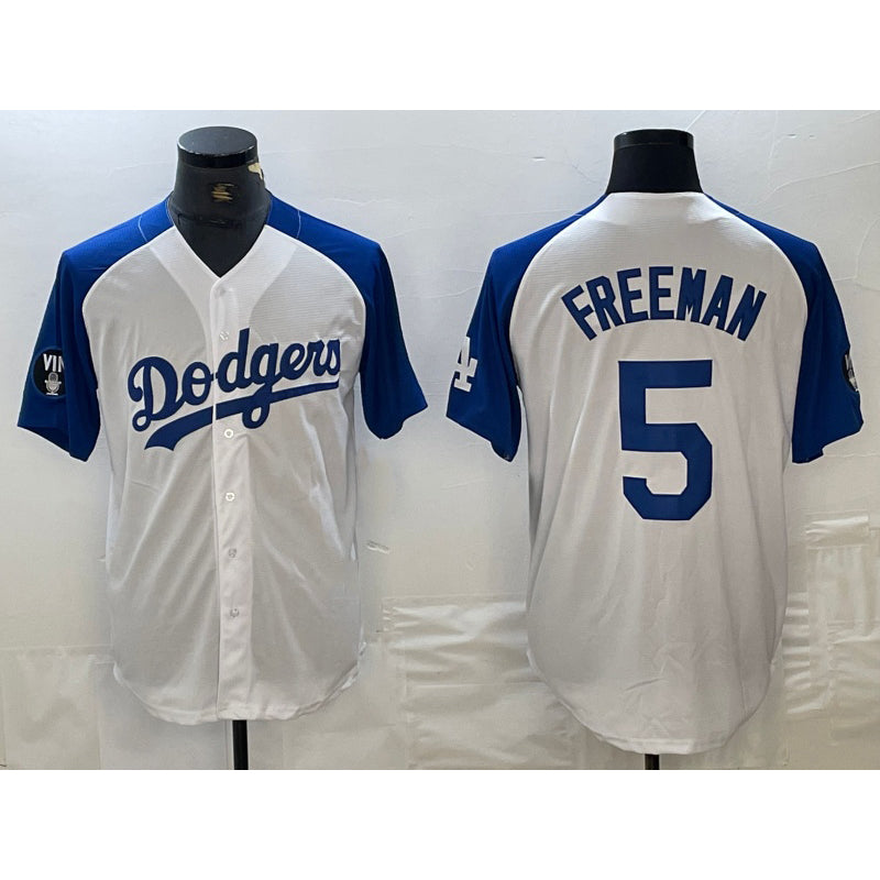 Boles Los Angeles Dodgers #5 Freddie Freeman White Blue  Fashion Stitched Cool Base Limited Jerseys
