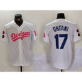 Boles Los Angeles Dodgers #17 Shohei Ohtani White Pink  Vin & Kobe Patch Stitched Jersey 2