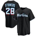 Boles  Miami Marlins #28 Kyle Stowers Black  Cool Base Stitched Jersey