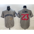 Boles  Minnesota Twins #23 Royce Lewis Number 2023 Grey  Home Team Cool Base Stitched Jersey 2