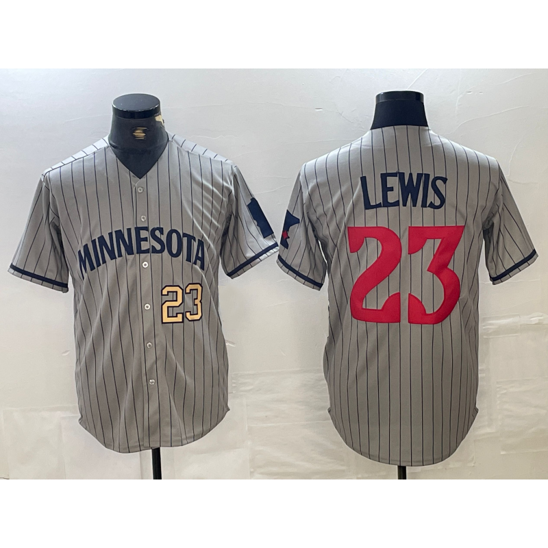 Boles  Minnesota Twins #23 Royce Lewis Number 2023 Grey  Home Team Cool Base Stitched Jersey 2