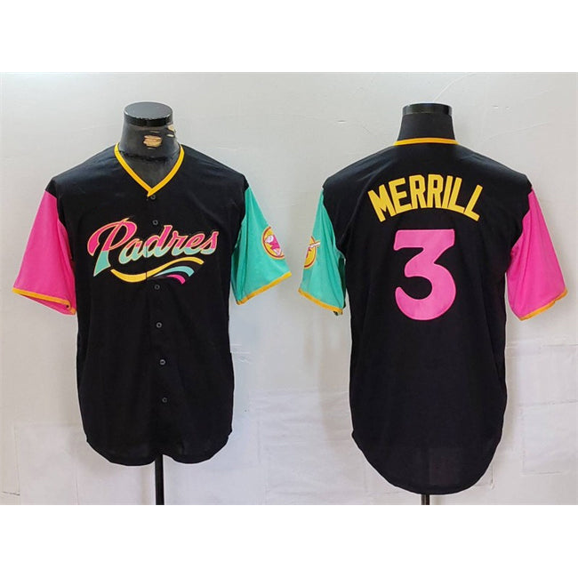 Boles  San Diego Padres #3 Jackson Merrill Black  City Connect Cool Base Stitched Jersey