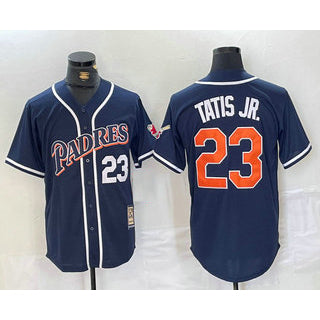 Boles  San Diego Padres #23 Fernando Tatis Jr Navy Blue  Stitched Cool Base Throwback Jersey