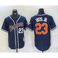 Boles  San Diego Padres #23 Fernando Tatis Jr Navy Blue  Stitched Cool Base Throwback Jersey