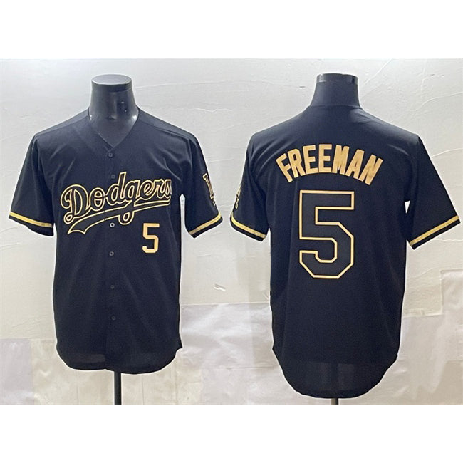 Boles Los Angeles Dodgers #5 Freddie Freeman Black Gold  Limited Stitched Jersey