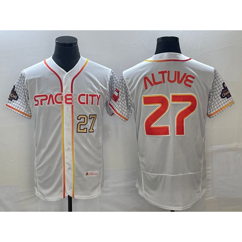 Boles Houston Astros #27 Jose Altuve Number White  2023 City Connect Flex Base Stitched Jersey