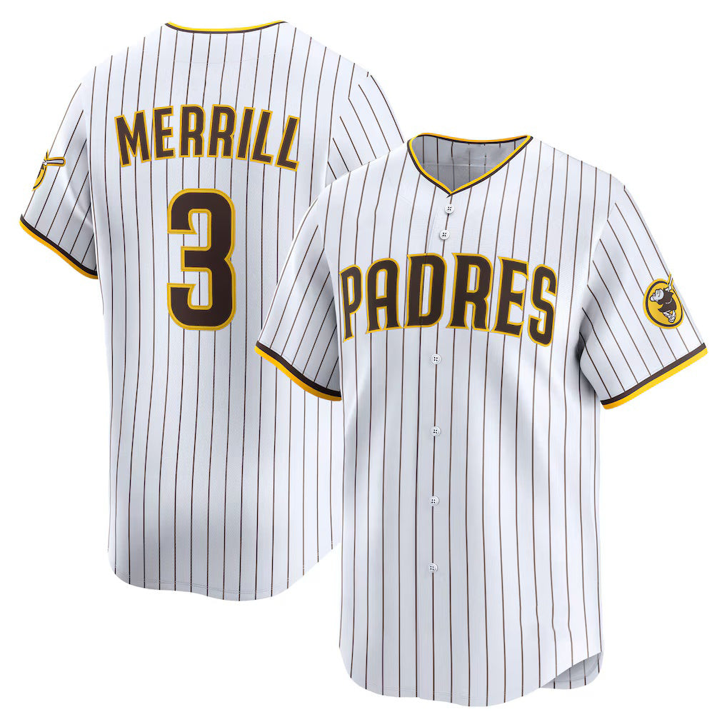 Boles  San Diego Padres #3 Jackson Merrill White  Home Limited Player Jersey